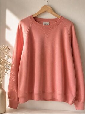 Ganni Peach Crewneck wool blend Sweater Large as is ( hole )